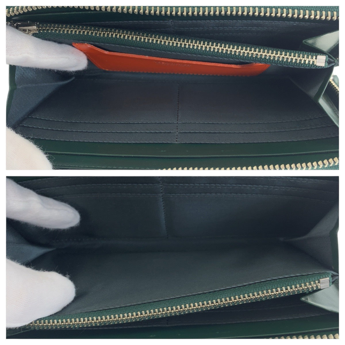 20781
PORTER Enchase Green Silver Hardware Leather Long Wallet Round Zipper Men's ABP3