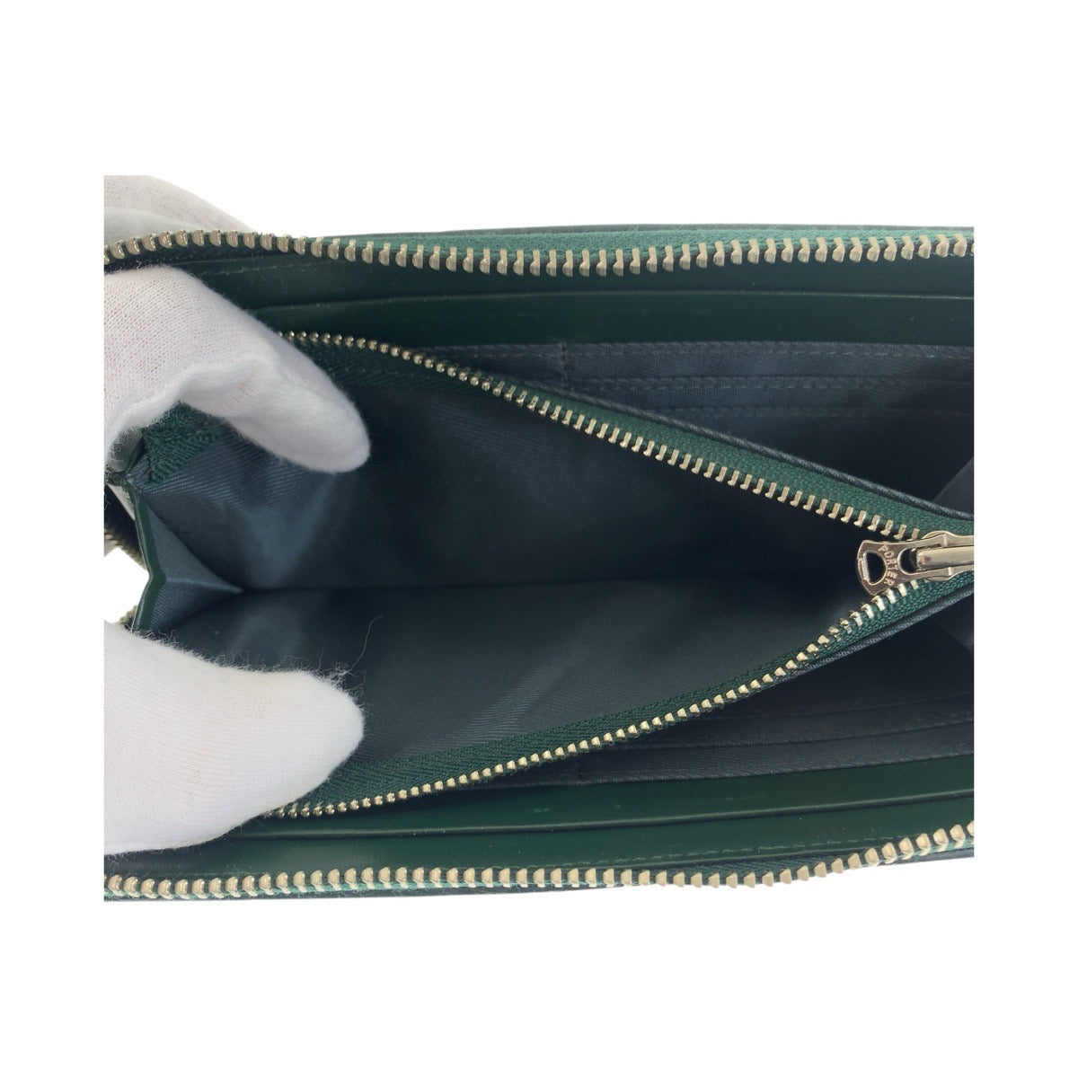 20781
PORTER Enchase Green Silver Hardware Leather Long Wallet Round Zipper Men's ABP3