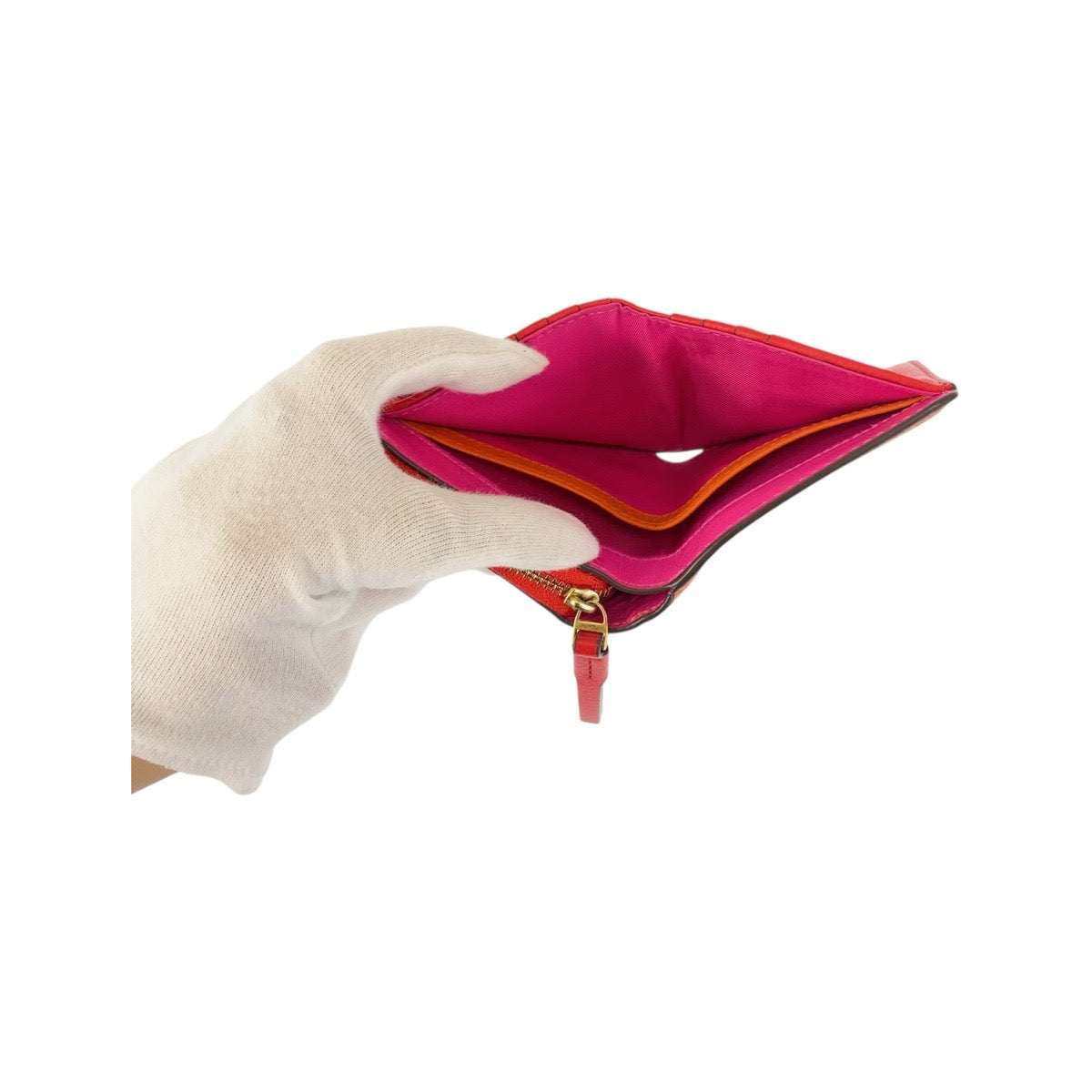 20782
Tory Burch トリーバーチ ペリー オレンジ ビビットピンク レッド レザー 折財布 コンパクトウォレット レディース A7