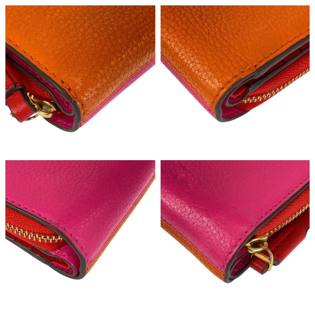 20782
Tory Burch トリーバーチ ペリー オレンジ ビビットピンク レッド レザー 折財布 コンパクトウォレット レディース A7