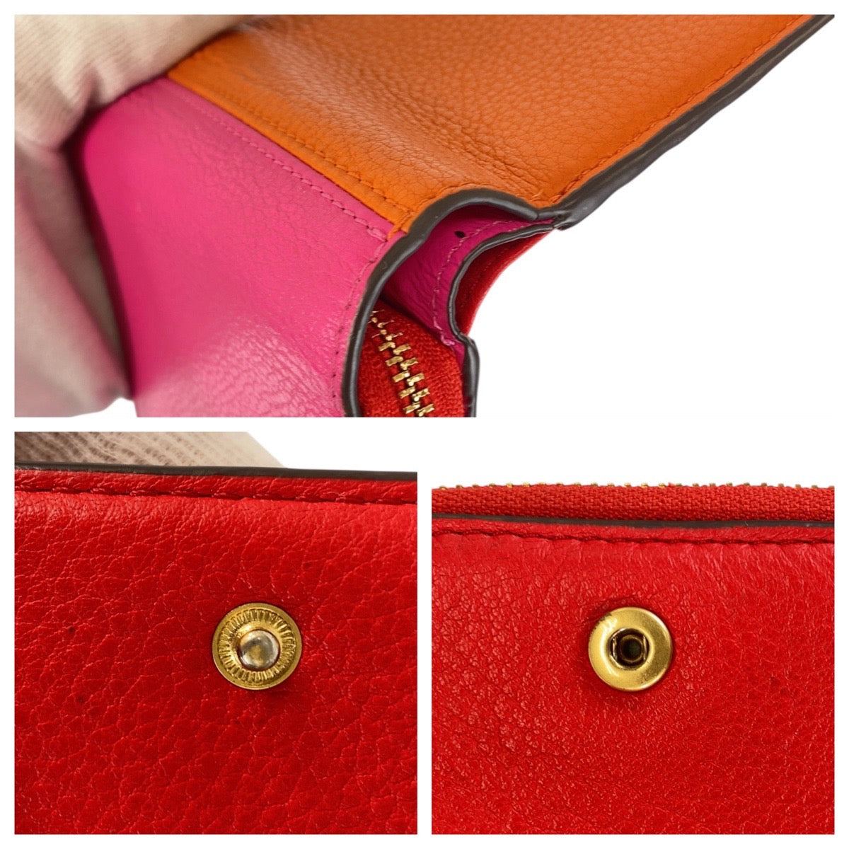 20782
Tory Burch トリーバーチ ペリー オレンジ ビビットピンク レッド レザー 折財布 コンパクトウォレット レディース A7