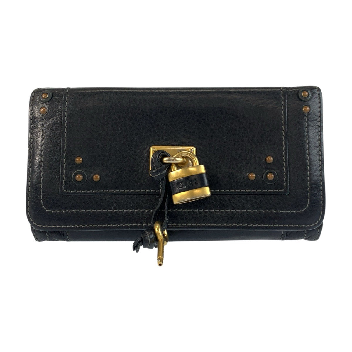 20783
Chloe Paddington Black Gold Hardware Leather 370090 Long Wallet Women's ABP9