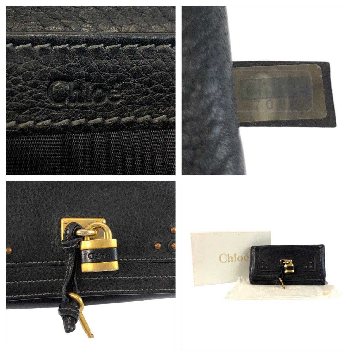 20783
Chloe Paddington Black Gold Hardware Leather 370090 Long Wallet Women's ABP9