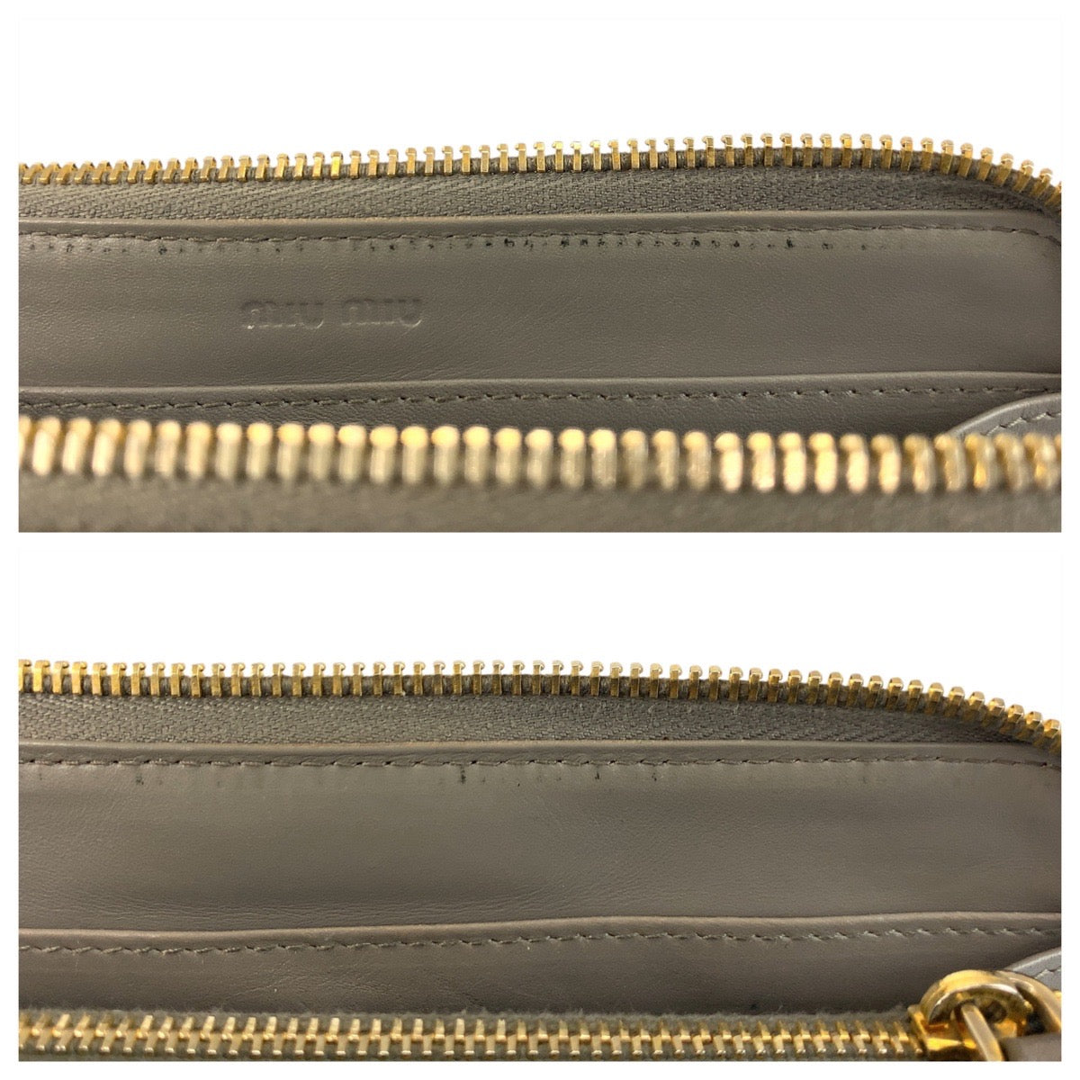 20784
MIUMIU ミュウミュウ 型押し グレー ゴールド金具 レザー 長財布 ロングウォレット レディース ABP8