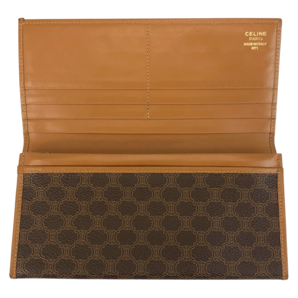 20785
CELINE セリーヌ ヴィンテージ マカダム ブラウン PVC M11 長財布 ロングウォレット レディース ABP8