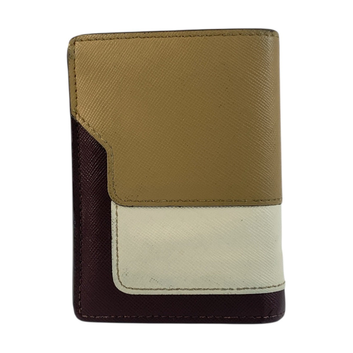 20789
MARNI マルニ ベージュ ブラウン ゴールド金具 レザー 折財布 コンパクトウォレット レディース AB9