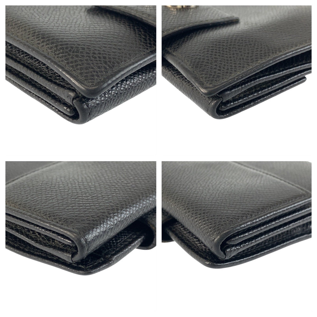 20790
BVLGARI ブルガリ ブラック 黒 シルバー金具 レザー 折財布 コンパクトウォレット レディース AB9