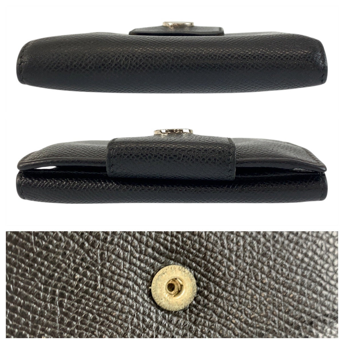 20790
BVLGARI ブルガリ ブラック 黒 シルバー金具 レザー 折財布 コンパクトウォレット レディース AB9