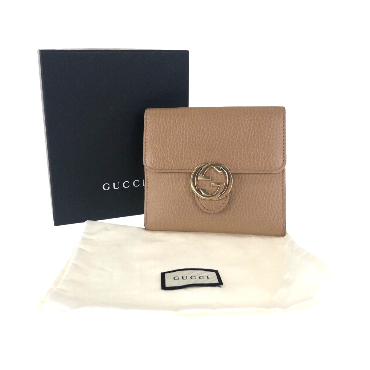 20792
GUCCI グッチ インターロッキング ベージュ ゴールド金具 レザー 615525 折財布 コンパクトウォレット レディース ABP20