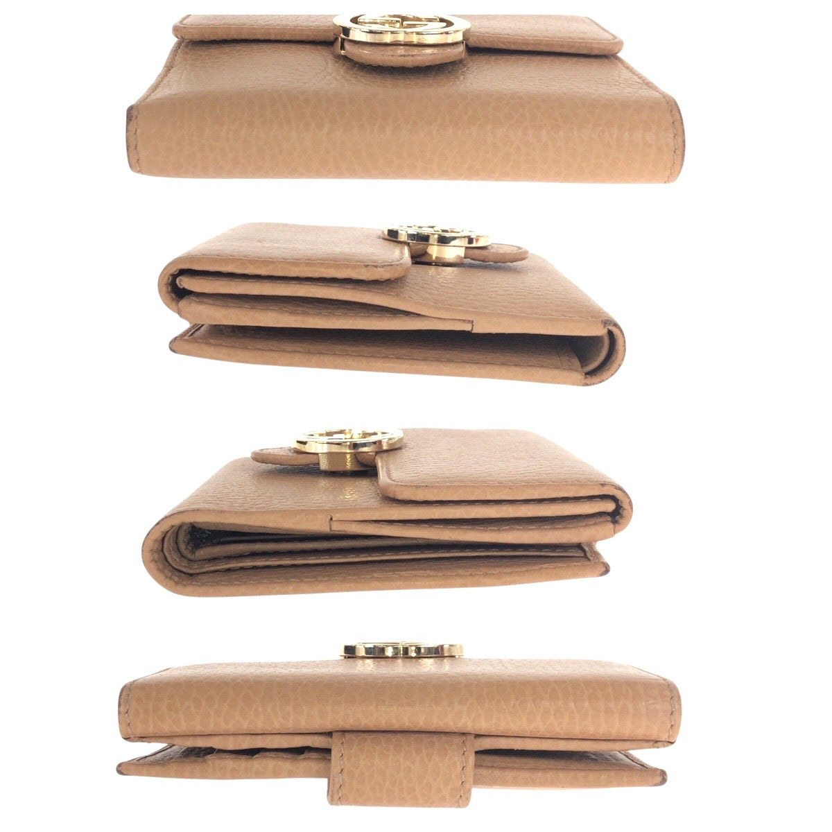 20792
GUCCI グッチ インターロッキング ベージュ ゴールド金具 レザー 615525 折財布 コンパクトウォレット レディース ABP20