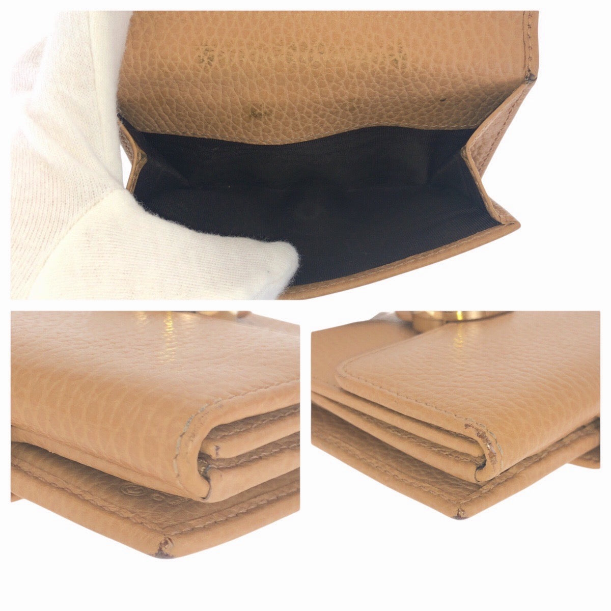 20792
GUCCI グッチ インターロッキング ベージュ ゴールド金具 レザー 615525 折財布 コンパクトウォレット レディース ABP20