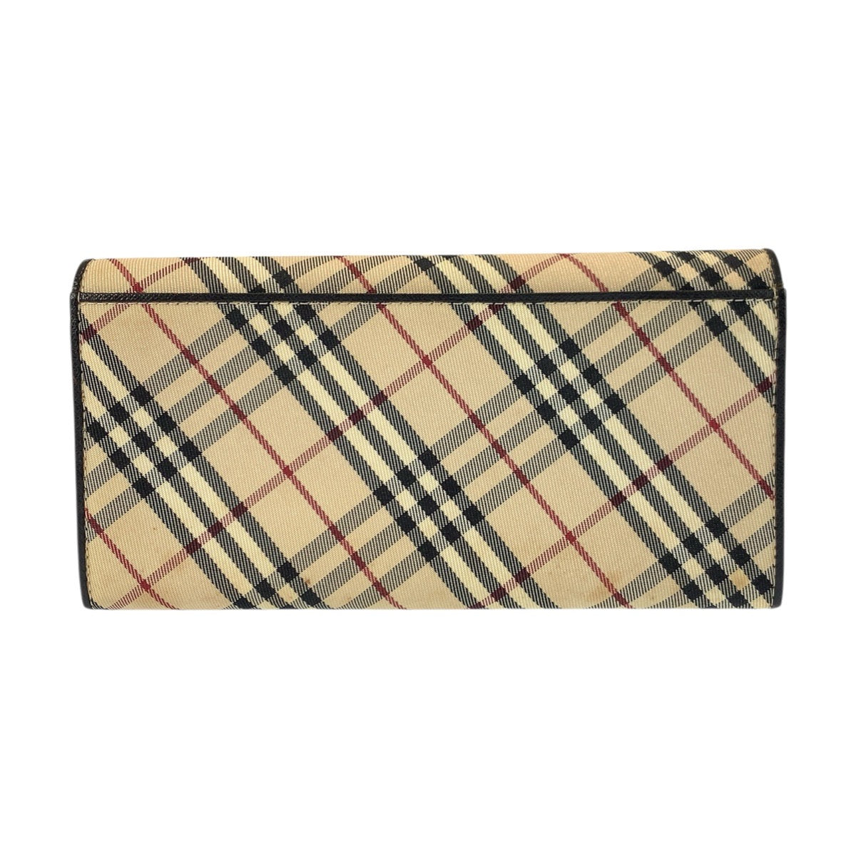 20793
BURBERRY バーバリー チェック柄 ベージュ ブラック キャンバス / レザー 長財布 ロングウォレット レディース AB9