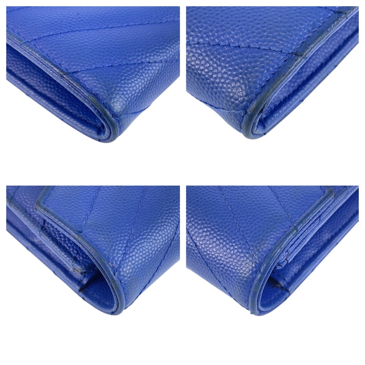 20795
SAINT LAURENT PARIS サンローランパリ YSL ラップウォレット カサンドラ Vステッチ ブルー ゴールド金具 レザー CER3722640116 長財布 ロングウォレット レディース AB