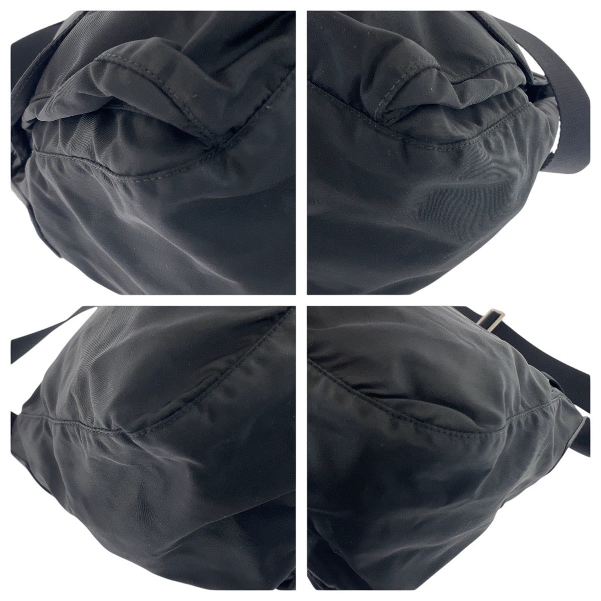 20796
PRADA プラダ テスート 三角ロゴプレート ブラック 黒 シルバー金具 ナイロン / レザー ショルダーバッグ メッセンジャーバッグ レディース ABP37