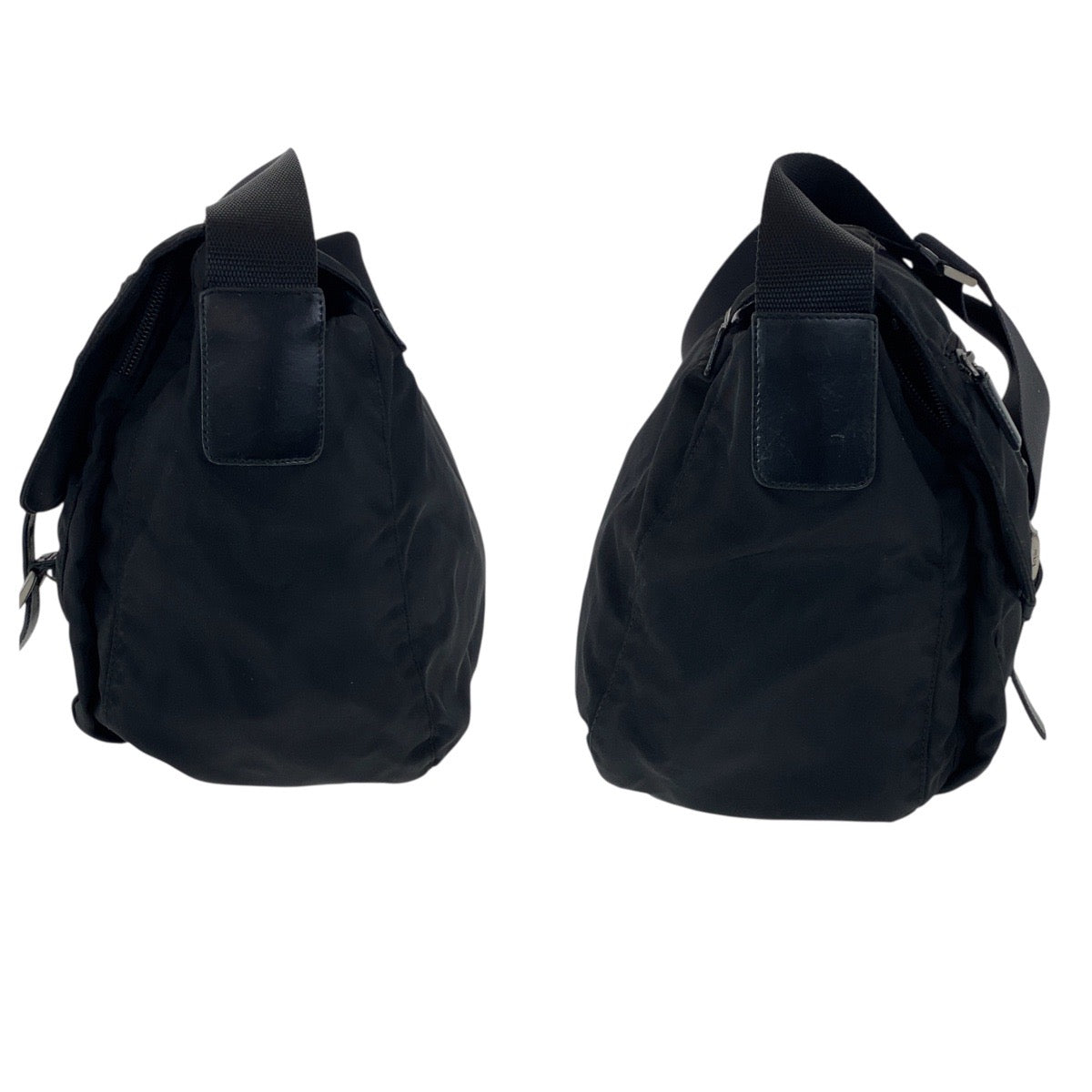 20796
PRADA プラダ テスート 三角ロゴプレート ブラック 黒 シルバー金具 ナイロン / レザー ショルダーバッグ メッセンジャーバッグ レディース ABP37