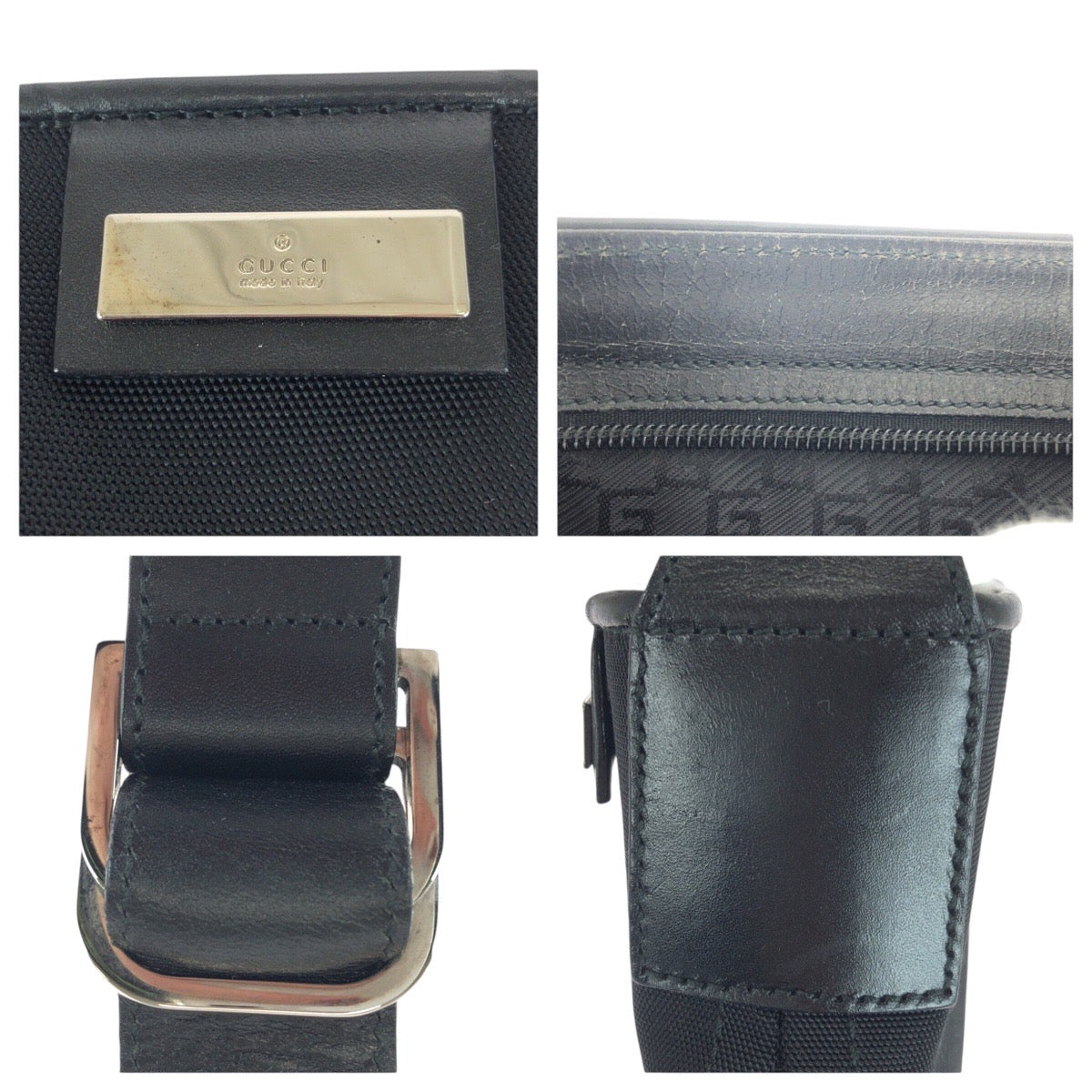 20800
GUCCI グッチ ブラック 黒 シルバー金具 キャンバス / レザー 019 0422 ショルダーバッグ ポシェット レディース A42