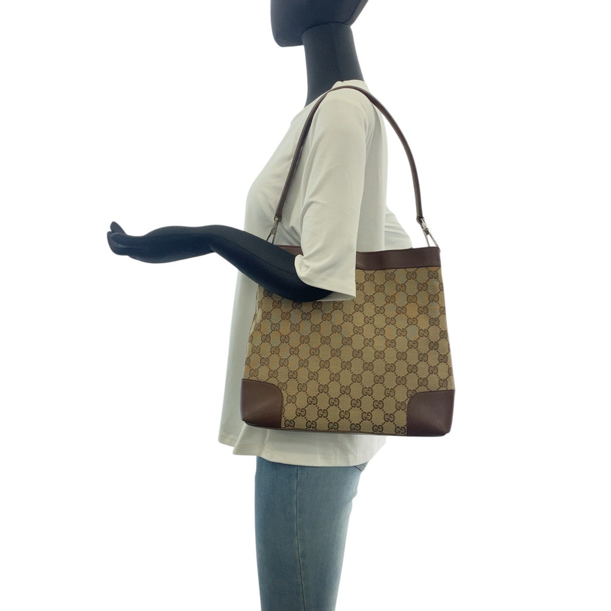 20803
GUCCI グッチ ブラウン シルバー金具 GGキャンバス / レザー 33900 ショルダーバッグ レディース ABP28