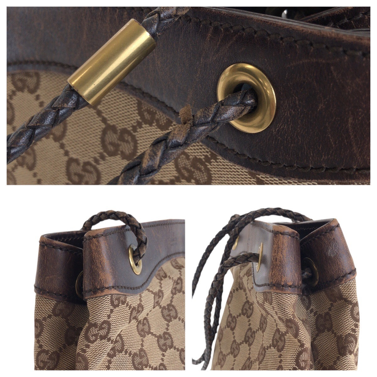 20804
GUCCI グッチ ベージュ ブラウン ゴールド金具 GGキャンバス / レザー 109143 ショルダーバッグ ハンドバッグ 2way レディース AB22