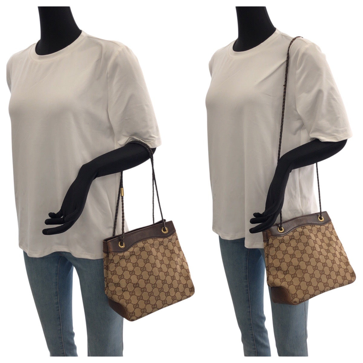 20804
GUCCI グッチ ベージュ ブラウン ゴールド金具 GGキャンバス / レザー 109143 ショルダーバッグ ハンドバッグ 2way レディース AB22