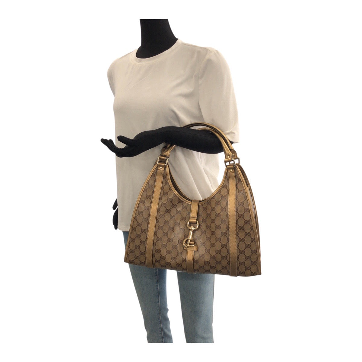 20805
GUCCI グッチ GGクリスタル ゴールド ブラウン GGキャンバス 203494 ショルダーバッグ ハンドバッグ レディース AB44