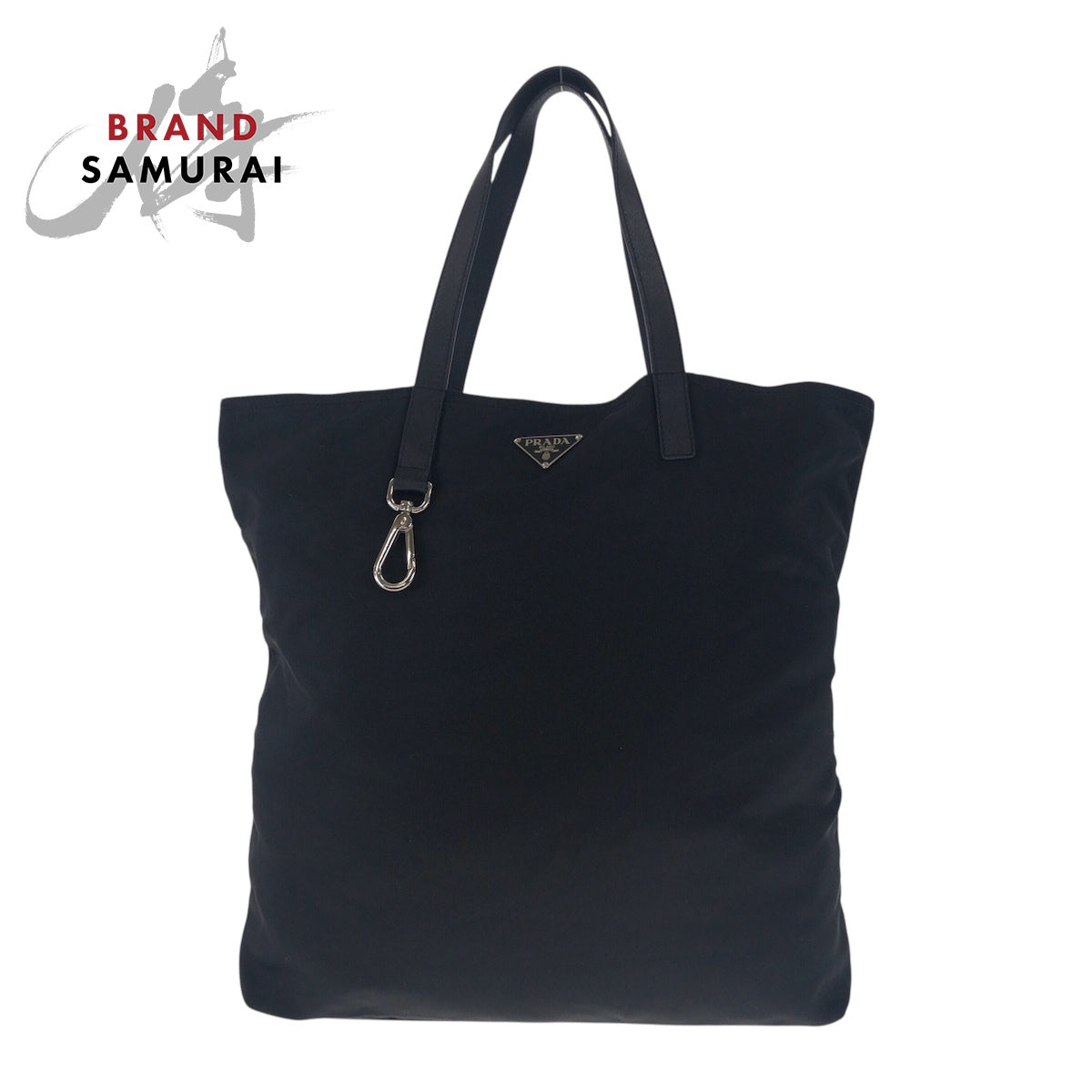 20807
PRADA プラダ テスート サフィアーノ 三角ロゴプレート ブラック 黒 シルバー金具 ナイロン / レザー トートバッグ ショルダーバッグ メンズ A56