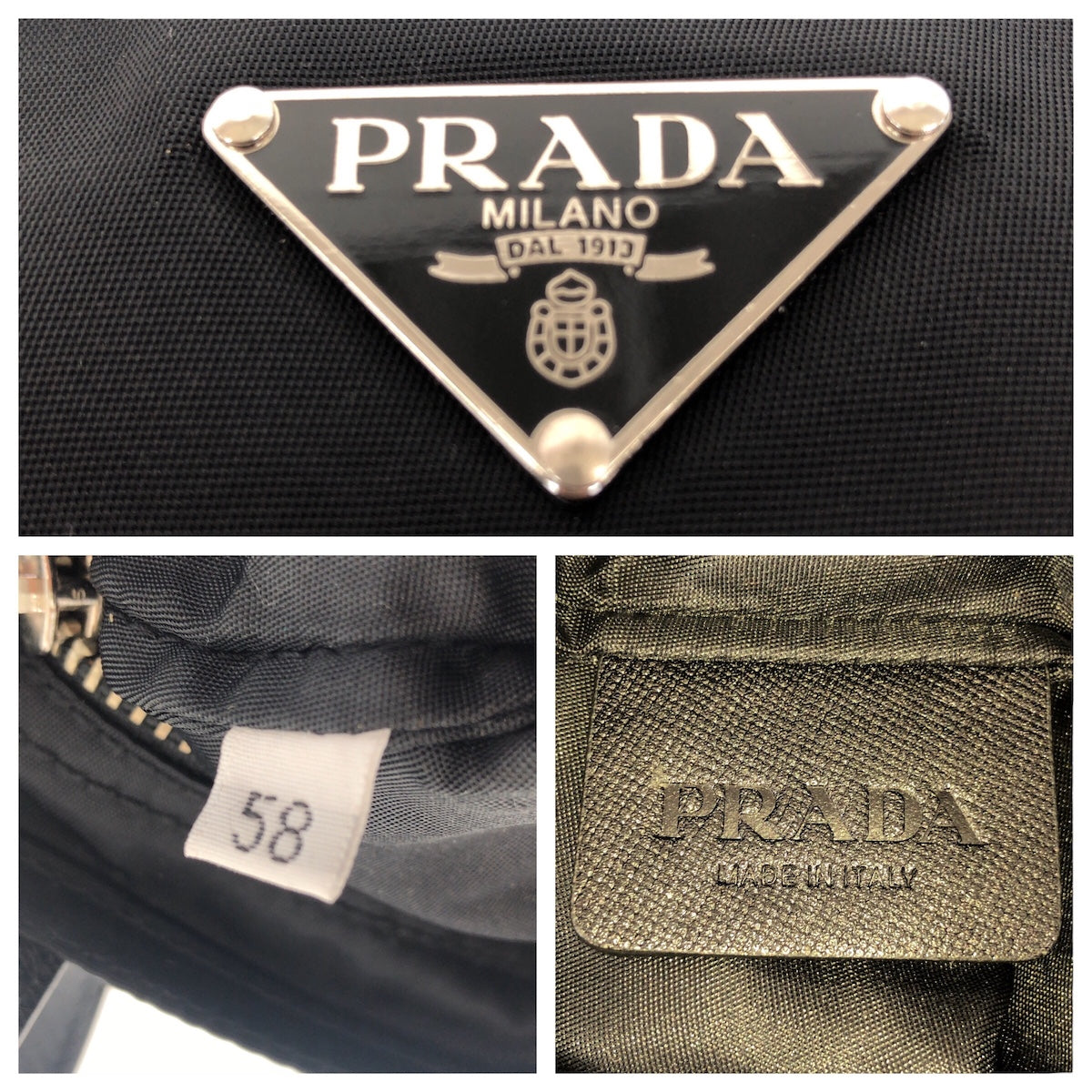 20807
PRADA プラダ テスート サフィアーノ 三角ロゴプレート ブラック 黒 シルバー金具 ナイロン / レザー トートバッグ ショルダーバッグ メンズ A56