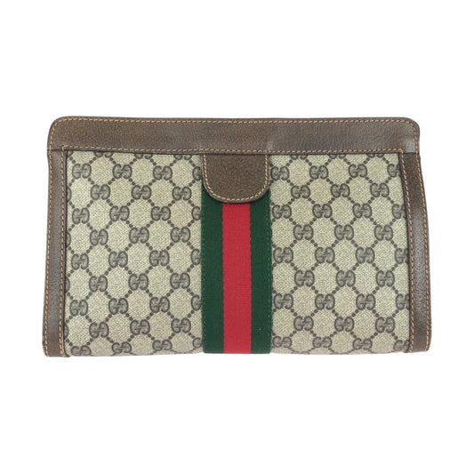 20808
GUCCI グッチ ヴィンテージ オールドグッチ シェリーライン ブラウン グレー GGスプリームキャンバス / レザー 67 014 2125 クラッチバッグ セカンドバッグ 男女兼用 レディース AB15