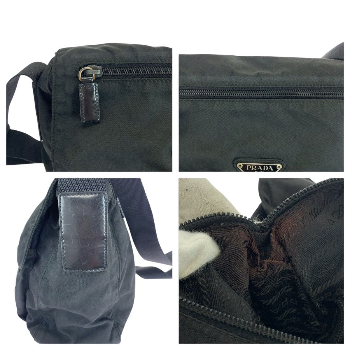 20811
PRADA プラダ テスート 三角ロゴプレート ブラック 黒 シルバー金具 ナイロン / レザー ショルダーバッグ メッセンジャーバッグ レディース AB30