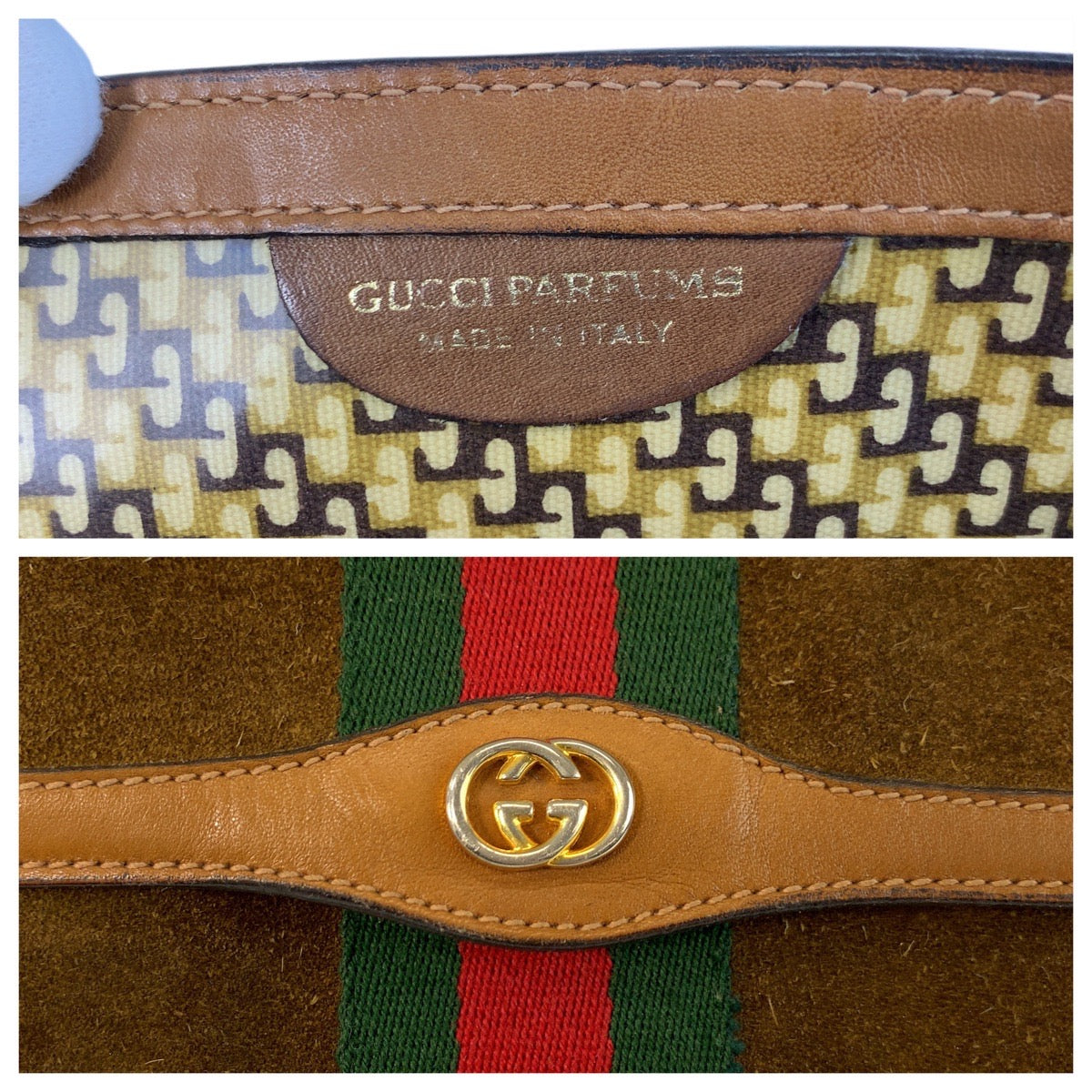 20812
GUCCI Sherry Line Brown Gold Hardware Suede / Leather Clutch Bag Second Bag Men's ABP21