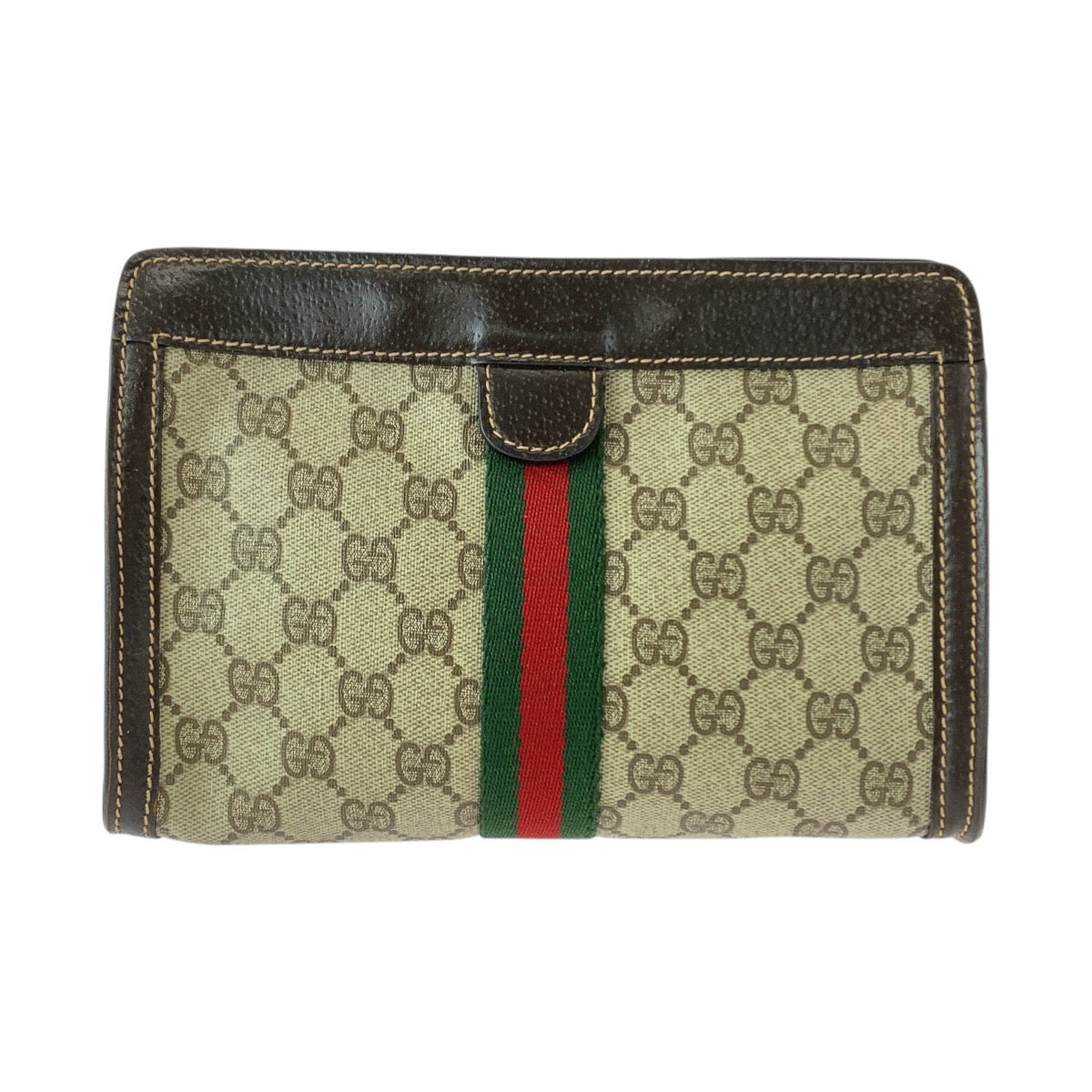20814
GUCCI グッチ ヴィンテージ シェリーライン ベージュ ブラウン GGスプリームキャンバス / レザー 261 クラッチバッグ セカンドバッグ メンズ AB16