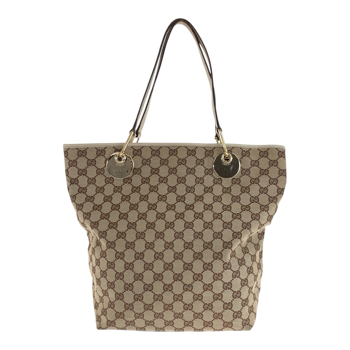 20815
GUCCI グッチ ベージュ ブラウン ゴールド金具 GGキャンバス / レザー 120836 トートバッグ ショルダーバッグ レディース AB30