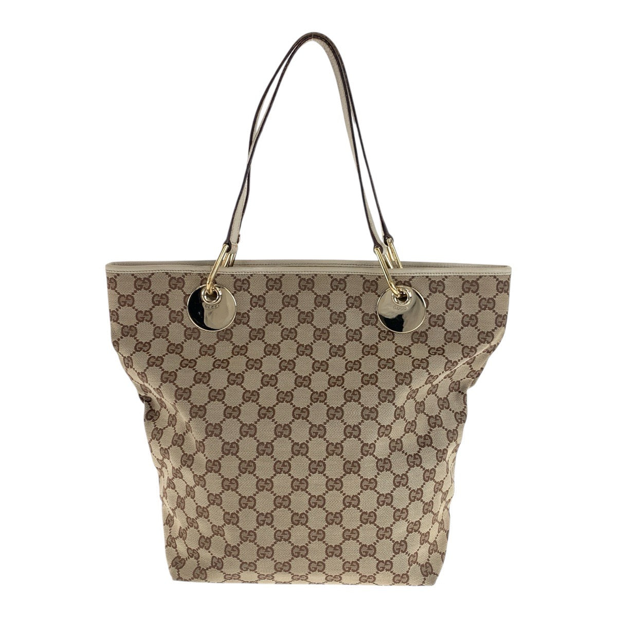 20815
GUCCI グッチ ベージュ ブラウン ゴールド金具 GGキャンバス / レザー 120836 トートバッグ ショルダーバッグ レディース AB30