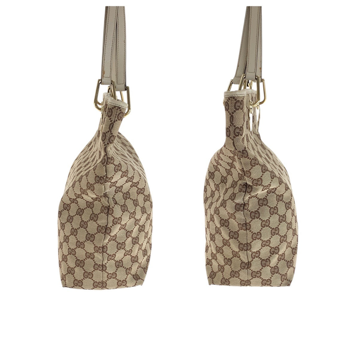 20815
GUCCI グッチ ベージュ ブラウン ゴールド金具 GGキャンバス / レザー 120836 トートバッグ ショルダーバッグ レディース AB30