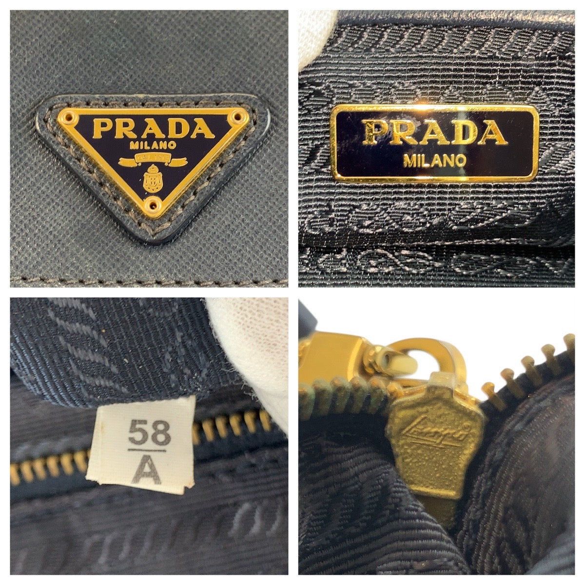 20816
PRADA プラダ テスート 三角ロゴプレート ネイビー ゴールド金具 ナイロン / レザー ショルダーバッグ ポシェット レディース AB42