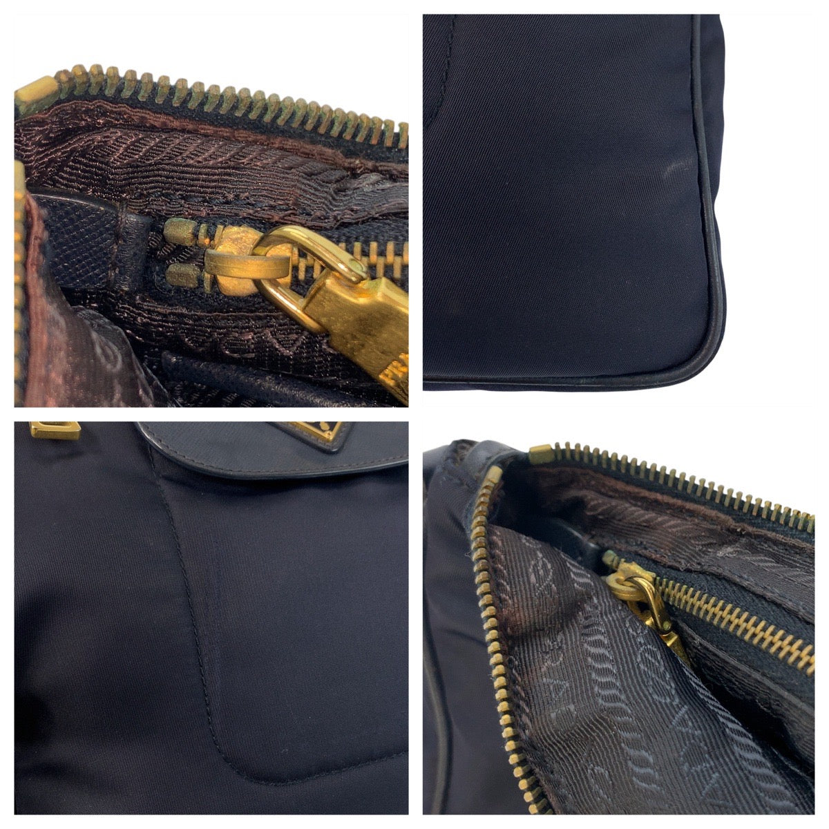 20816
PRADA プラダ テスート 三角ロゴプレート ネイビー ゴールド金具 ナイロン / レザー ショルダーバッグ ポシェット レディース AB42