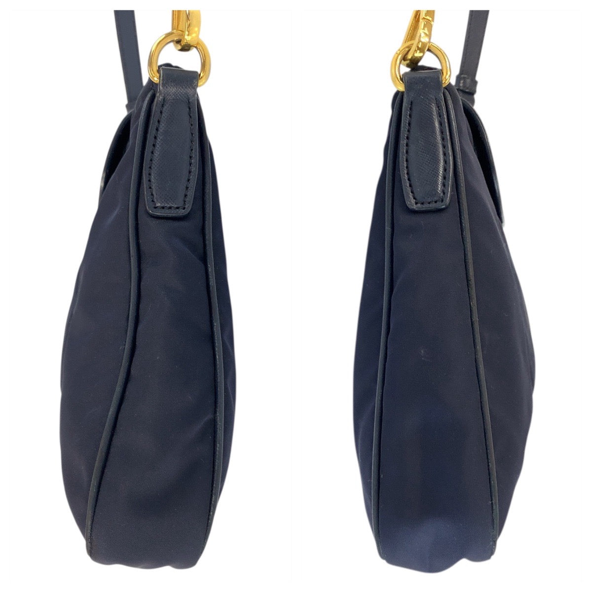 20816
PRADA プラダ テスート 三角ロゴプレート ネイビー ゴールド金具 ナイロン / レザー ショルダーバッグ ポシェット レディース AB42