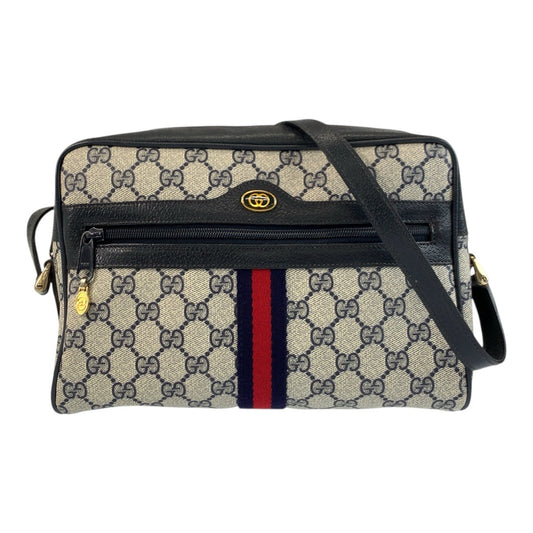 20817
GUCCI グッチ ヴィンテージ シェリーライン グレー ネイビー ゴールド金具 GGスプリームキャンバス / レザー 24 02 005 ショルダーバッグ ポシェット レディース ABP42