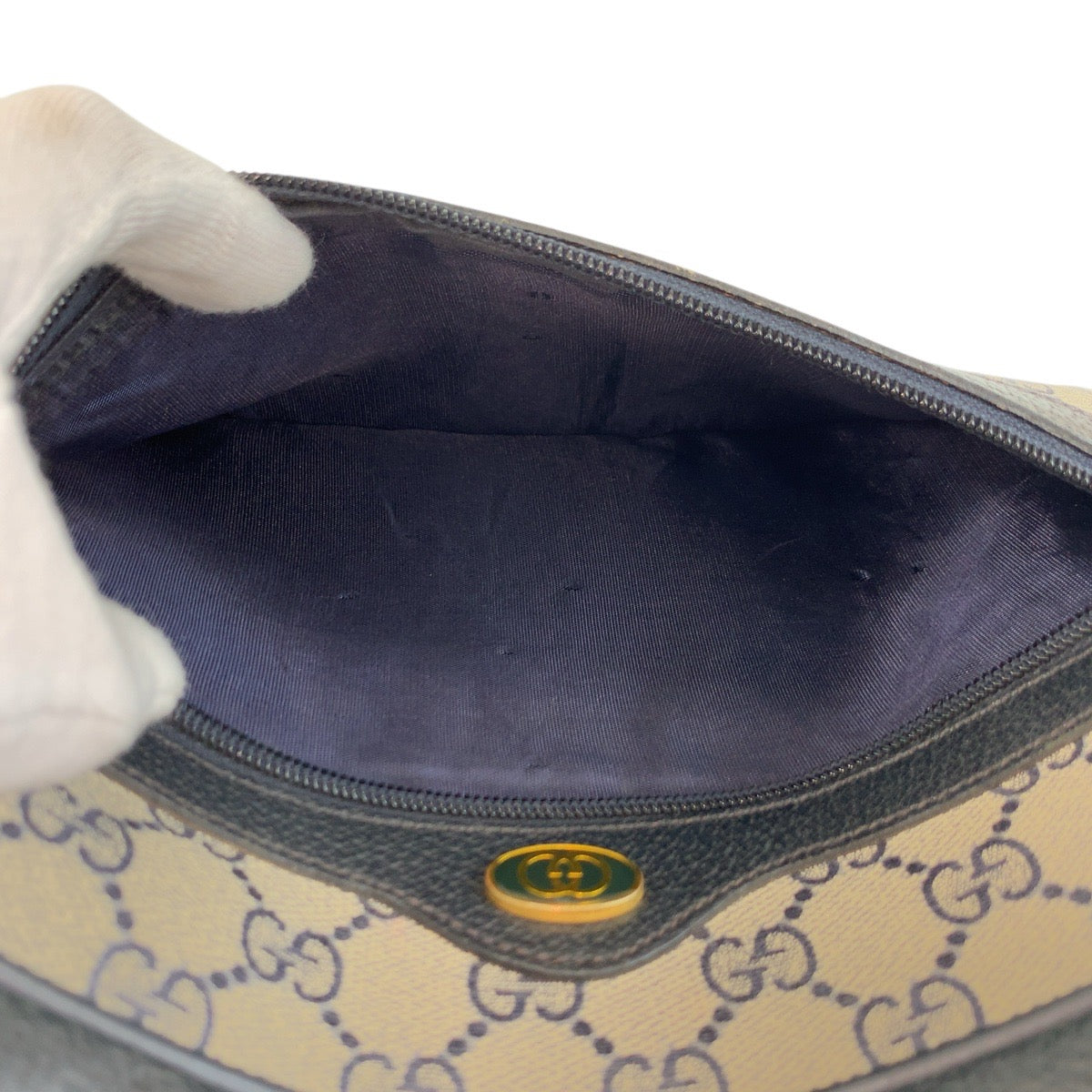 20817
GUCCI グッチ ヴィンテージ シェリーライン グレー ネイビー ゴールド金具 GGスプリームキャンバス / レザー 24 02 005 ショルダーバッグ ポシェット レディース ABP42