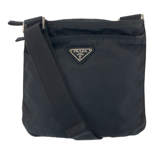 20820
PRADA プラダ テスート 三角ロゴプレート ブラック 黒 シルバー金具 ナイロン ショルダーバッグ ポシェット レディース AB28
