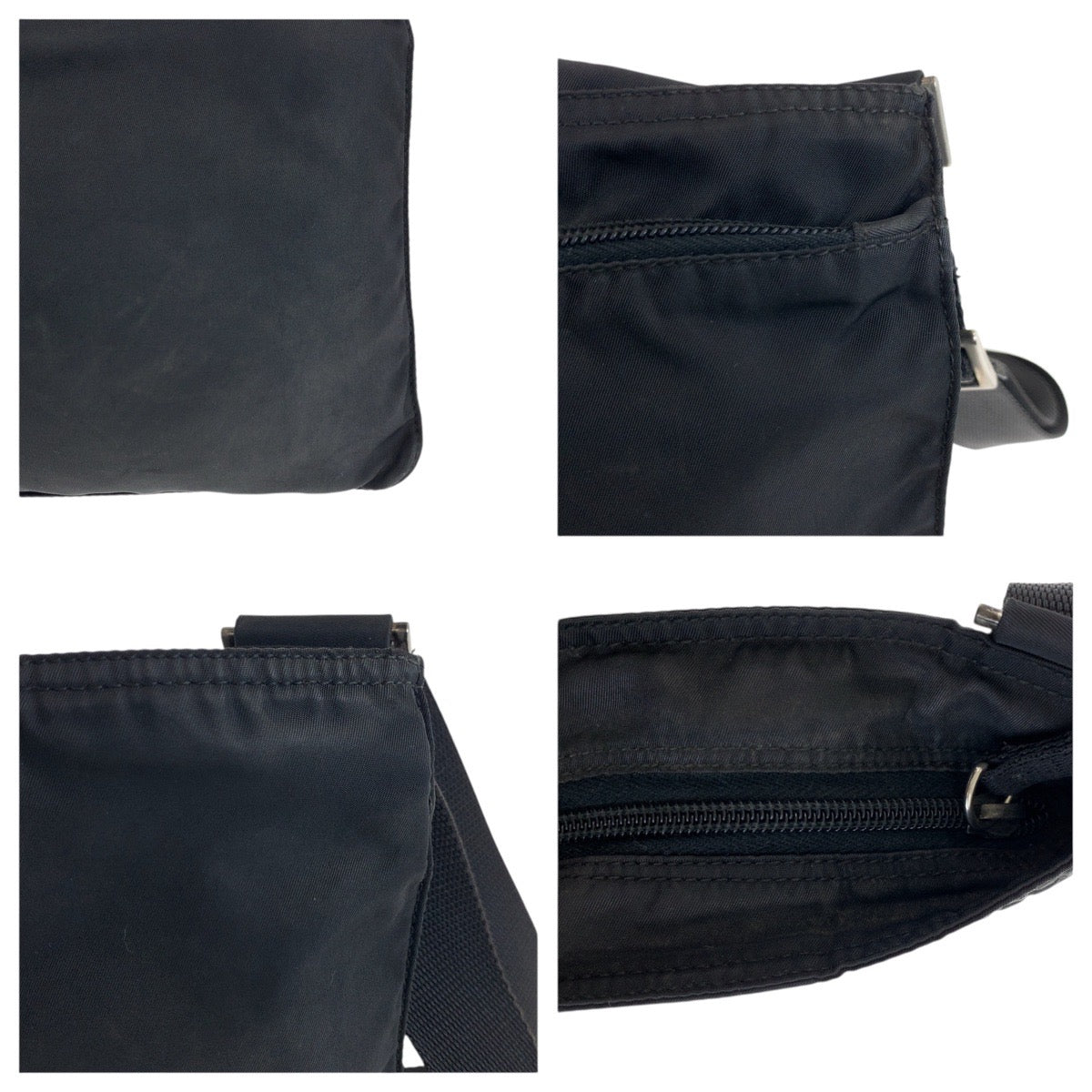 20820
PRADA プラダ テスート 三角ロゴプレート ブラック 黒 シルバー金具 ナイロン ショルダーバッグ ポシェット レディース AB28