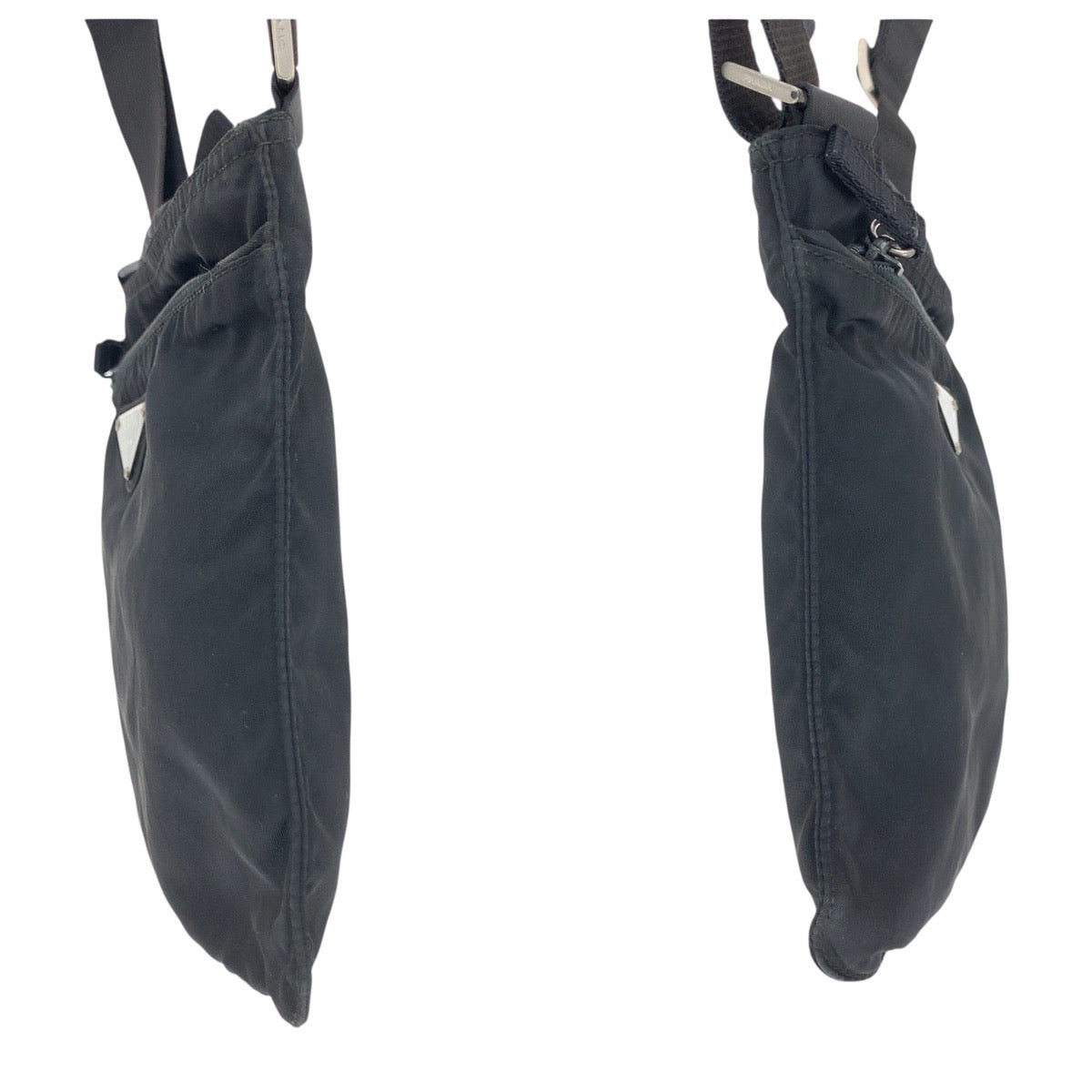 20820
PRADA プラダ テスート 三角ロゴプレート ブラック 黒 シルバー金具 ナイロン ショルダーバッグ ポシェット レディース AB28