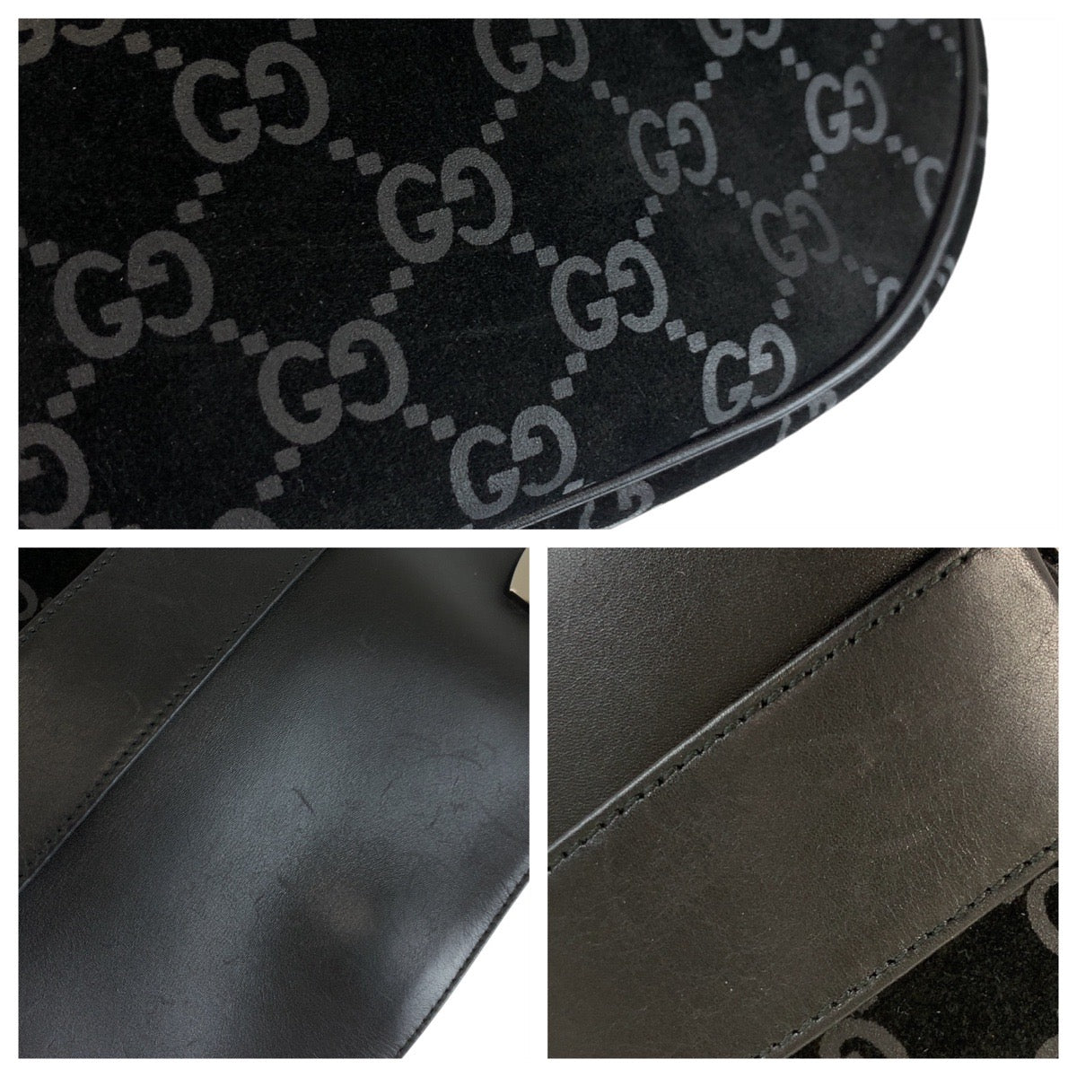 20823
GUCCI グッチ ブラック 黒 シルバー金具 スウェード / レザー 001.3307 ショルダーバッグ レディース A45