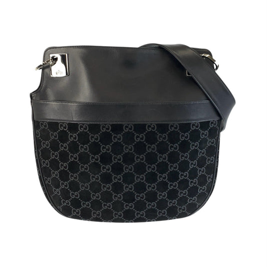 20823
GUCCI グッチ ブラック 黒 シルバー金具 スウェード / レザー 001.3307 ショルダーバッグ レディース A45