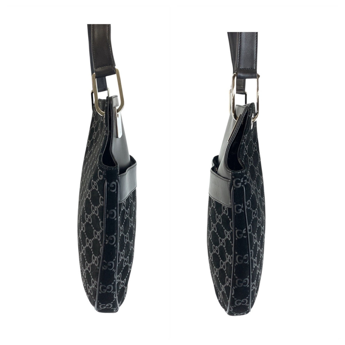 20823
GUCCI グッチ ブラック 黒 シルバー金具 スウェード / レザー 001.3307 ショルダーバッグ レディース A45