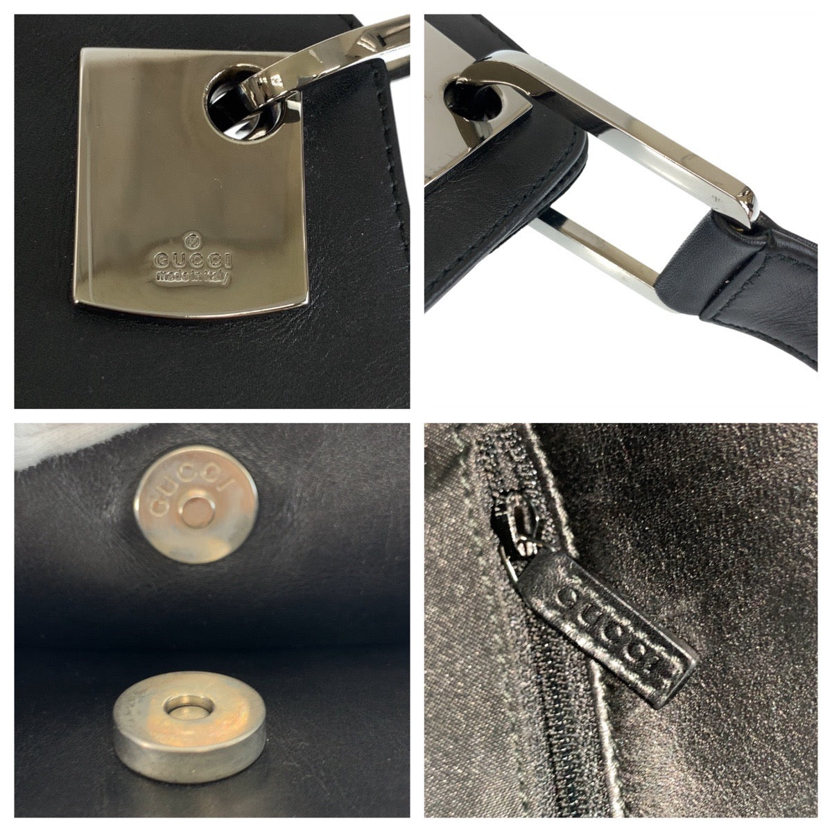 20823
GUCCI グッチ ブラック 黒 シルバー金具 スウェード / レザー 001.3307 ショルダーバッグ レディース A45