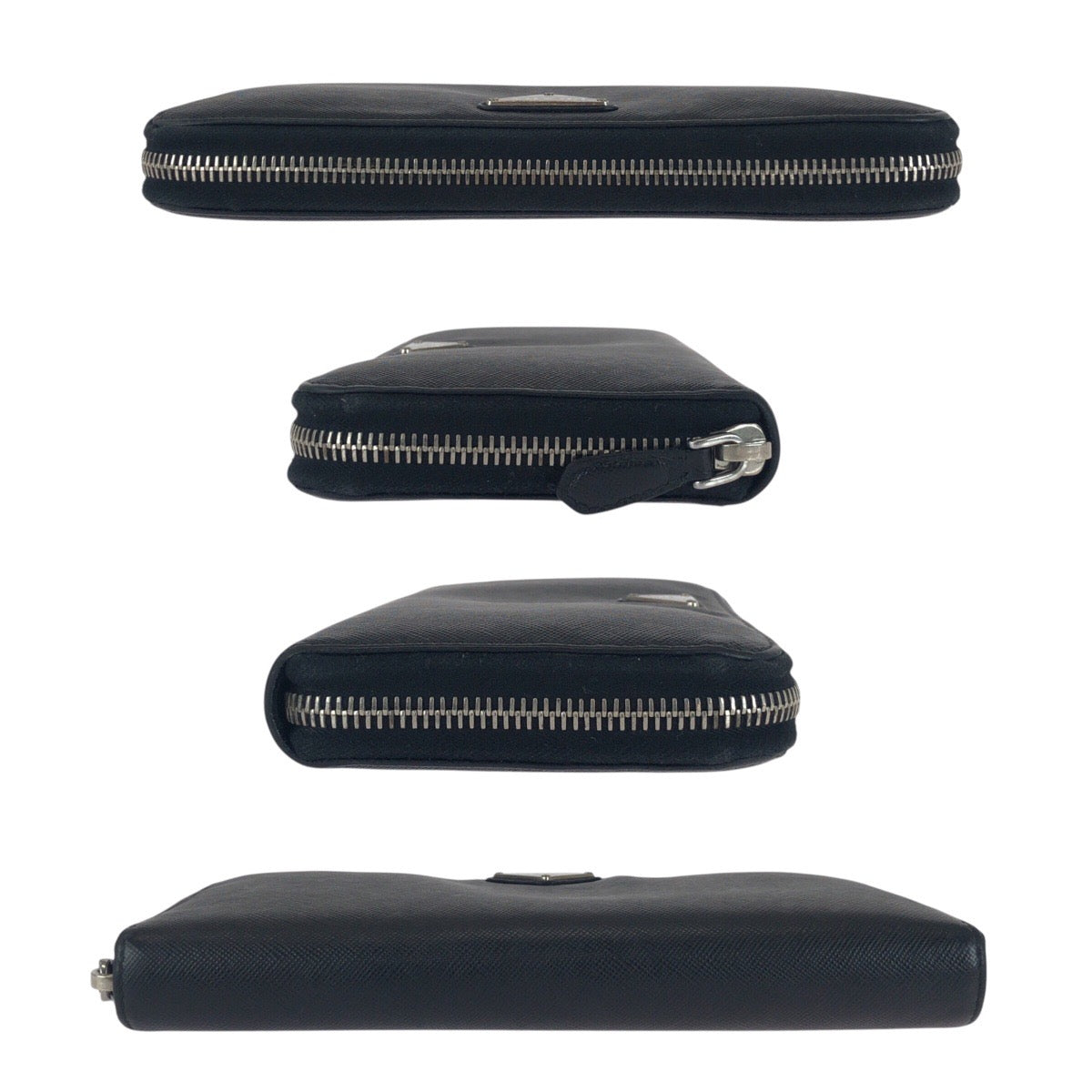 20824
PRADA プラダ サフィアーノ 三角ロゴプレート ブラック 黒 シルバー金具 レザー 長財布 ロングウォレット 男女兼用 レディース ABP28