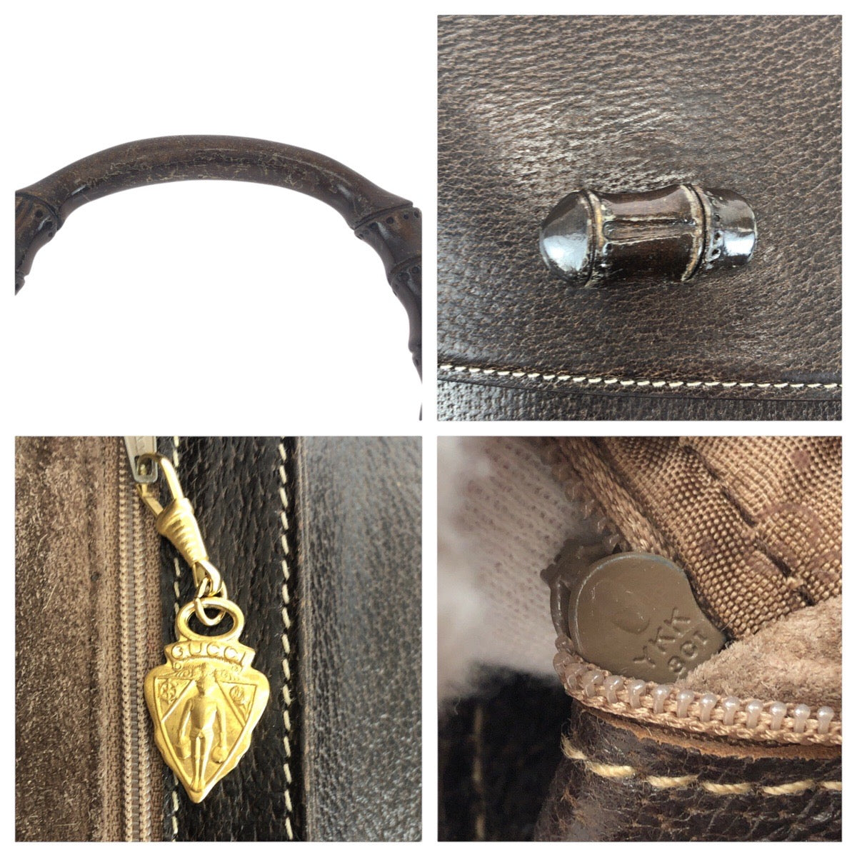 20883
GUCCI グッチ ヴィンテージ オールドグッチ バンブー ブラウン ゴールド金具 レザー 000 406 0147 ハンドバッグ レディース AB42