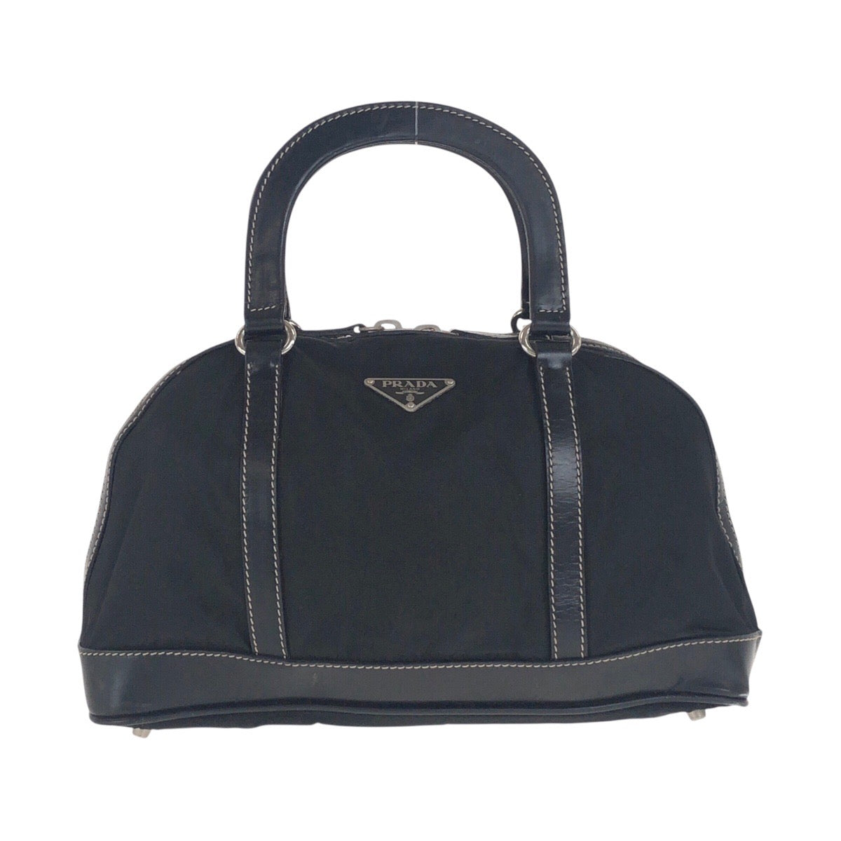 20825
PRADA プラダ テスート 三角ロゴプレート ブラック 黒 シルバー金具 ナイロン / レザー ハンドバッグ ミニボストンバッグ レディース AB31