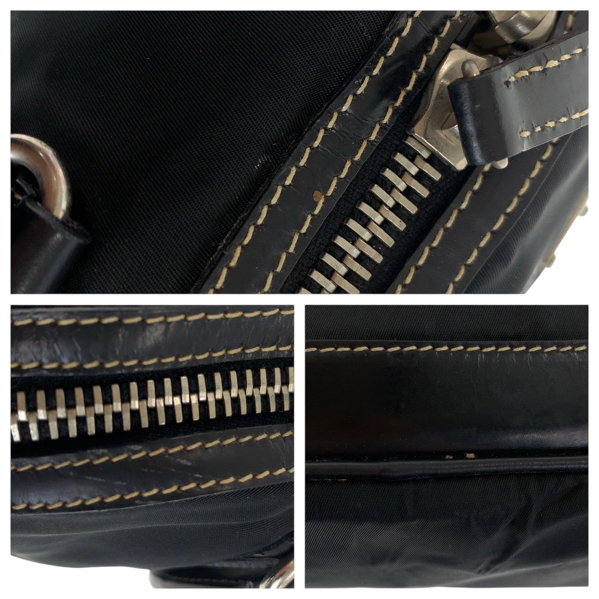 20825
PRADA プラダ テスート 三角ロゴプレート ブラック 黒 シルバー金具 ナイロン / レザー ハンドバッグ ミニボストンバッグ レディース AB31