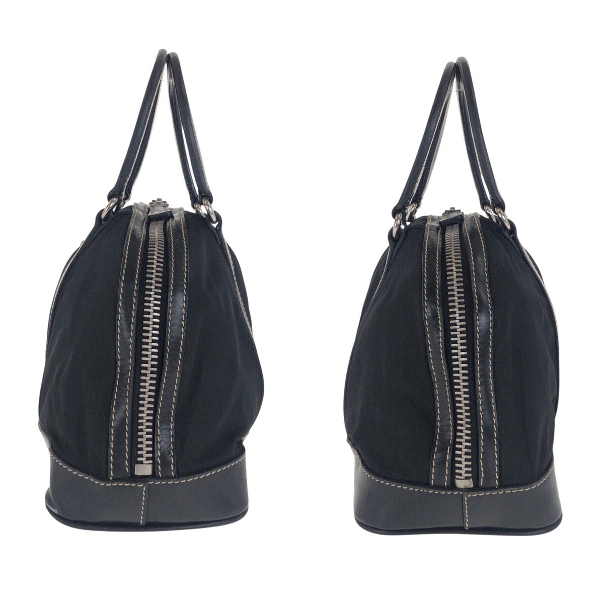 20825
PRADA プラダ テスート 三角ロゴプレート ブラック 黒 シルバー金具 ナイロン / レザー ハンドバッグ ミニボストンバッグ レディース AB31